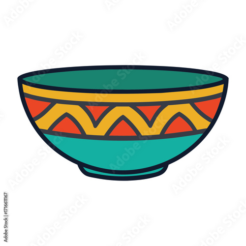 Colorful decorative bowl with geometric pattern