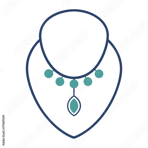 Elegant blue and teal beaded necklace with a teardrop pendant