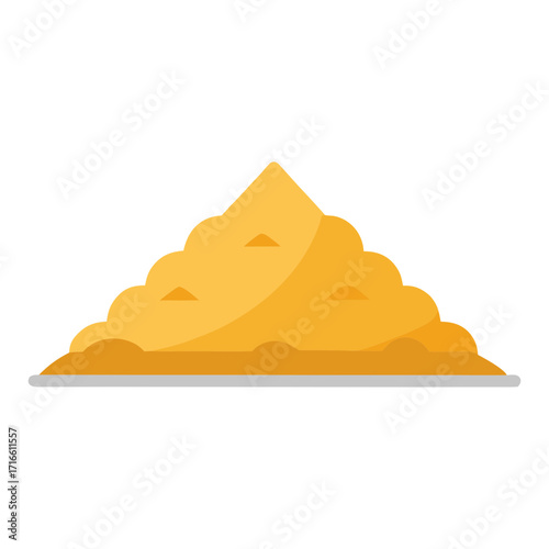 A simple flat design illustration of a pile of golden sand