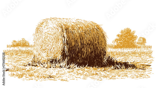 Hand Drawn Dry Farm Haystack Vector Illustration for Agriculture Designs