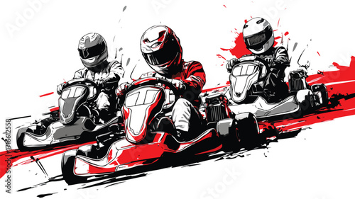 Dynamic Kart Racing Vector Set with Multiple Race Illustrations