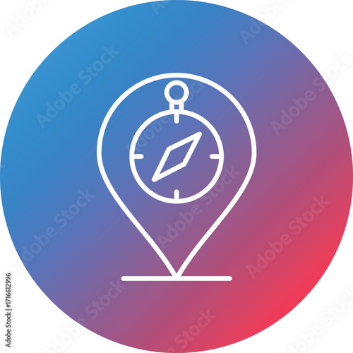 Compass Line Gradient Circle Background Icon