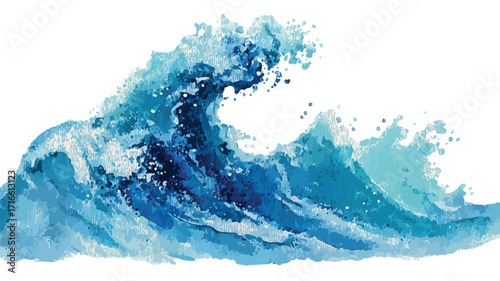 Dynamic Ocean Wave Splash Wavy Foam Watercolor Background