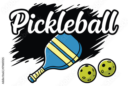 Get Ready to Play Pickleball with this Fun Design Featuring Paddles and Balls, Perfect for Sport Enthusiasts and Graphic Projects