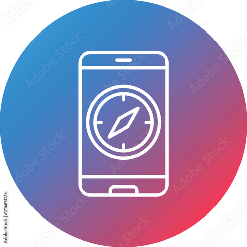Compass App Line Gradient Circle Background Icon
