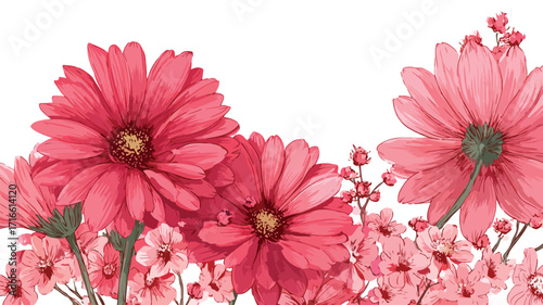 Elegant Pink Gerberas Vector Illustration for Design Projects