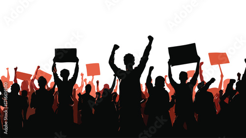Enraged Protesters Silhouetted Among Crowd Demons