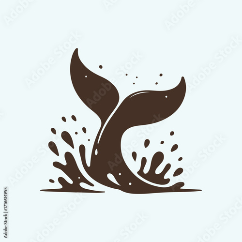 whale tail breaching surface with splash vector silhouette clip art logo design illustration
