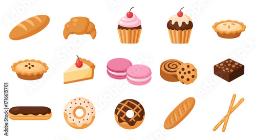 Assortment of Delicious Baked Goods and Pastries Displayed.