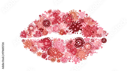 Herpes Virus on Lips Vector Illustration for Medical Concepts
