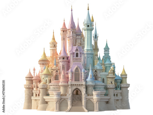  pastel rainbow castle a fairytale dreamland a magical place isolated on transparent background, Clipart png