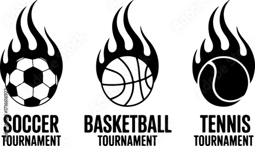 Flaming Sports Tournament Vector Icons Bundle