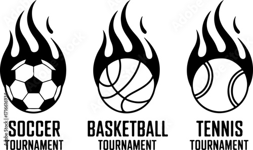 Flaming Sports Tournament Vector Icons Bundle