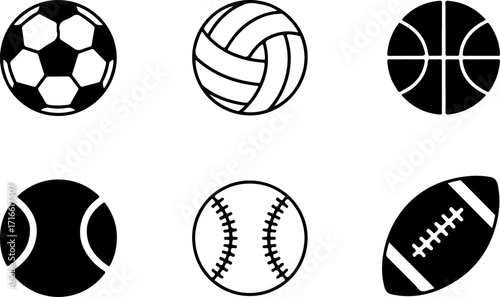 Sports Balls Icons Set
