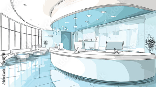 Modern Hospital Reception Waiting Hall Design Concept