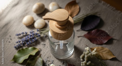 Wooden-Lids Soap Dispenser with Natural Accents