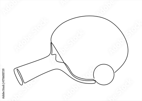 Table Tennis Rackets in Continuous Line Art. line icon-continuous line drawing. Editable stroke.