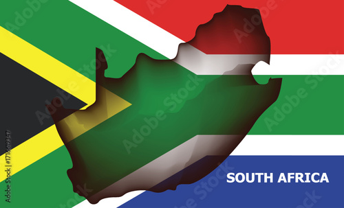 South Africa national map, flag, 3d art isolated on color background, victory day concept, vector illustration design