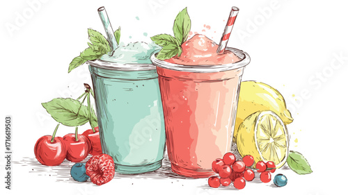Refreshing Summer Smoothie in Plastic Cups for Vibrant Relaxation
