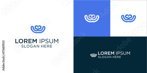 Modern blue logo design for a tech startup or creative agency, conveying innovation, trust, and forward-thinking vision, perfect for branding and visual identity projects