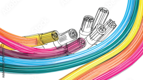 Expertly Installed Electric Cables in Abstract Composition