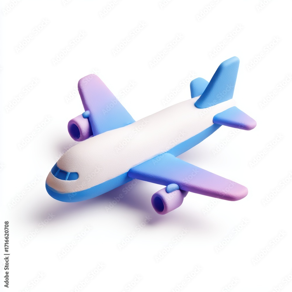 Naklejka premium Airplane icon 3D render pastel colors travel concept Isolated on white background