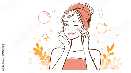 Professional Woman Cleansing Facial Skin with Cosmetic Product