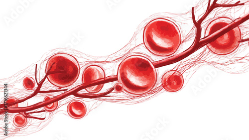 Medical Illustration of Red Blood Cell Flow in Vein Vector Artwork