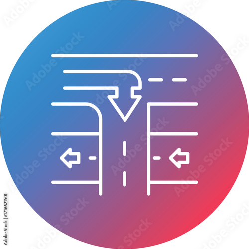 Road Ramps Line Gradient Circle Background Icon