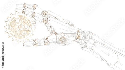 Robotic Hand Holding Cog Wheel for Virtual Assistance
