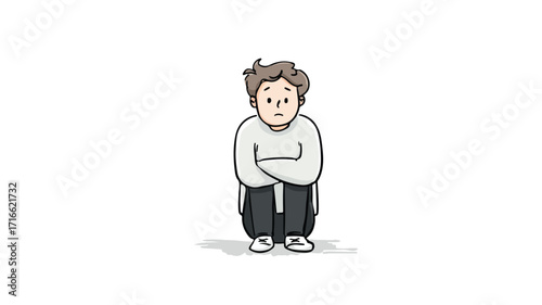 Professional Sad and Depressed Cartoon Vector Illustration