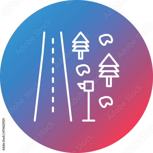 Roadside Line Gradient Circle Background Icon