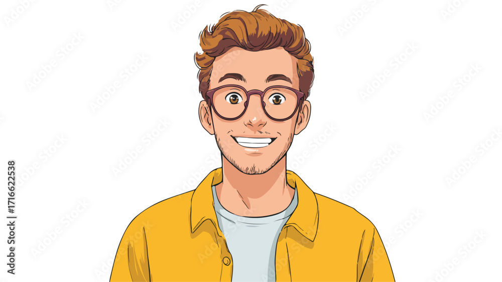 Obraz premium Smiling Male Student Standing Portrait Vector with Copy Space EPS