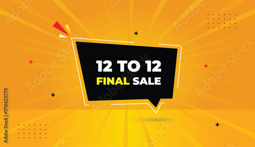12 to 12 final sale web banner icon label design template vector illustration business black shapes orange yellow abstract amazing background sales design template vector icon business banner label