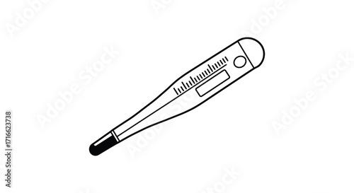 Simple black and white illustration of a classic mercury thermometer