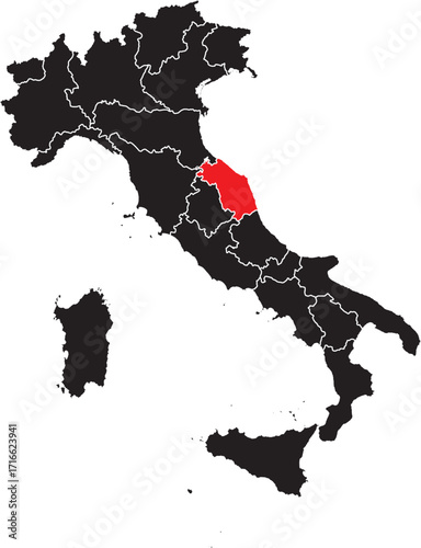  Le Marche Region Highlighted on Italian Map