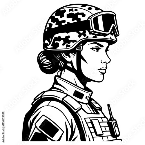 Female soldier in combat gear, military woman svg, army svg, strong woman svg, veteran svg