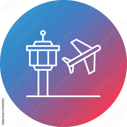 Airport Line Gradient Circle Background Icon