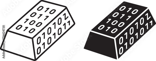 Digital Gold Bar with Binary Code Icon