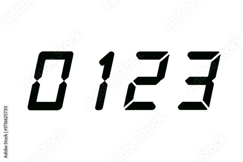 Vector art of digital display showing zero, one, two and three perfect for illustrating technology, time, or numerical concepts