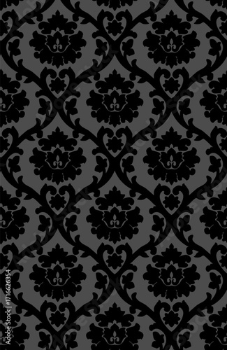 Vector damask seamless pattern background. Classical luxury old fashioned damask ornament, royal victorian seamless texture for wallpapers, textile, wrapping. Exquisite floral baroque template