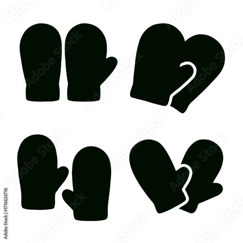 Vector art of four pairs of mittens icon winter clothes for hands warm gloves for cold weather vector illustration