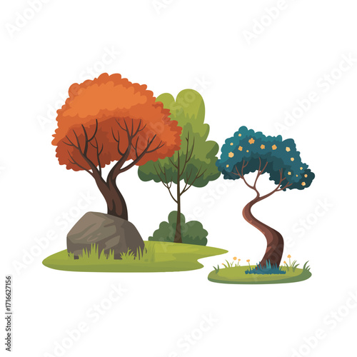 Various tree vectors. Forest and nature concept. Collection of different tree symbols. Education and training poster design.