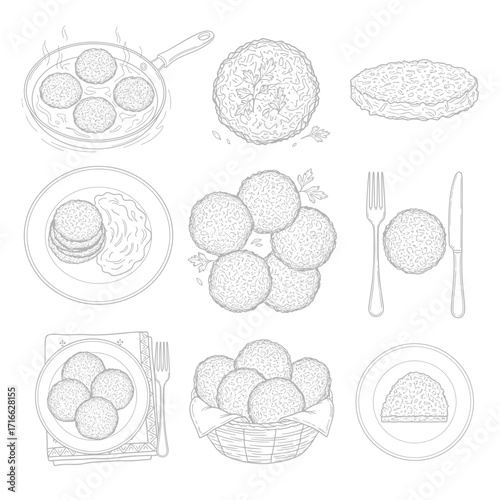 Vector art of illustration set of potato pancakes traditional belarusian or ukrainian cuisine stack of draniki on plate
