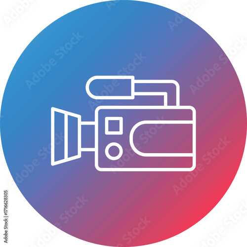 Camcorder Line Gradient Circle Background Icon