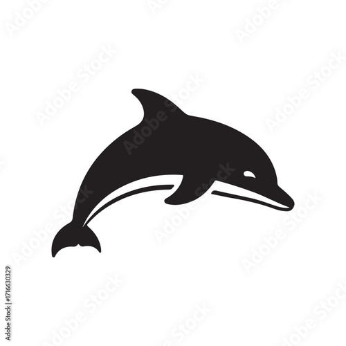 Dynamic Black Dolphin Silhouette Illustration