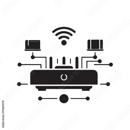 Wireless Network Router Connecting Multiple Digital Devices
