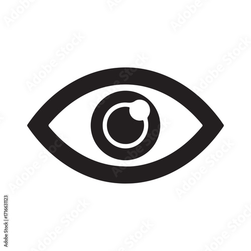 Minimalist Black and White Eye Icon Representing Vision and Sight
