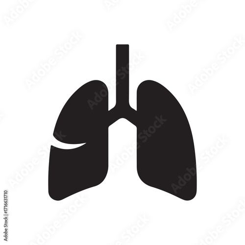 Human Lungs Anatomy Black Silhouette Illustration
