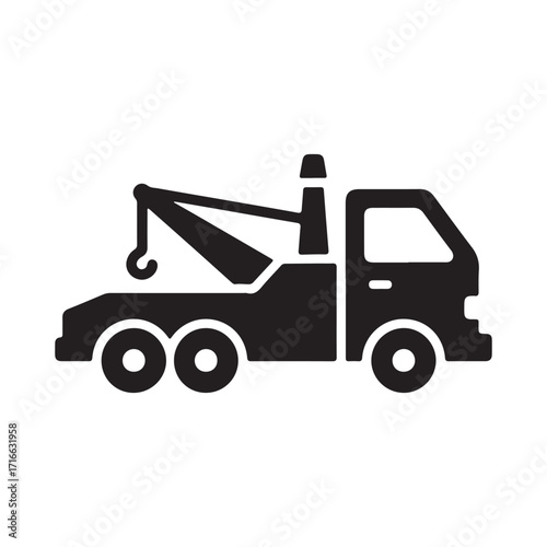 Flat Design Tow Truck Icon for Roadside Assistance and Vehicle Recovery